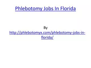 Phlebotomy Jobs In Florida