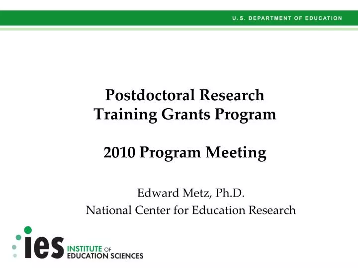 postdoctoral research training grants program 2010 program meeting