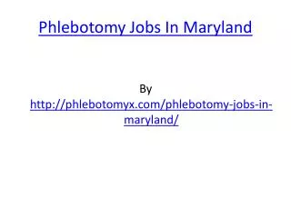 Phlebotomy Jobs In Maryland