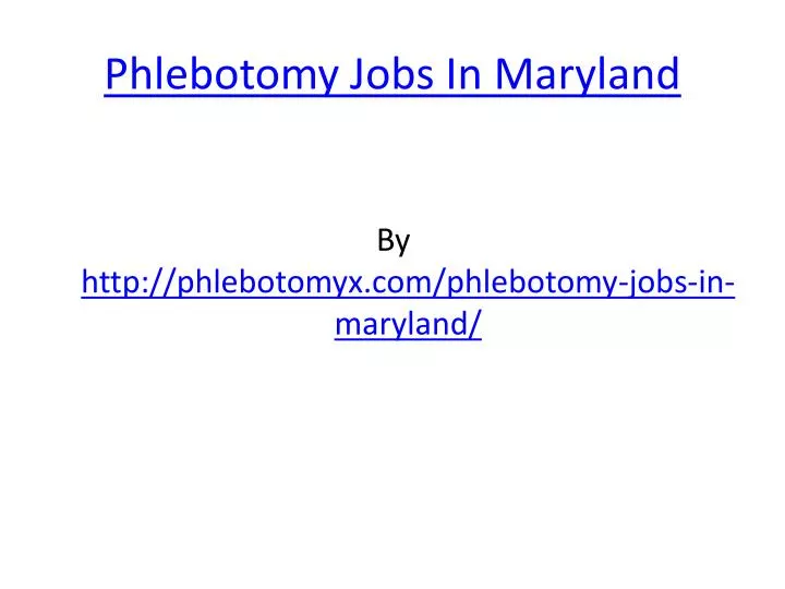 phlebotomy jobs in maryland
