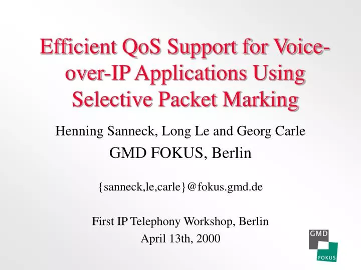 efficient qos support for voice over ip applications using selective packet marking