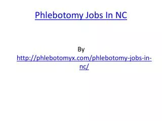 Phlebotomy Jobs In NC