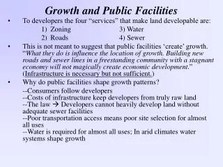 Growth and Public Facilities