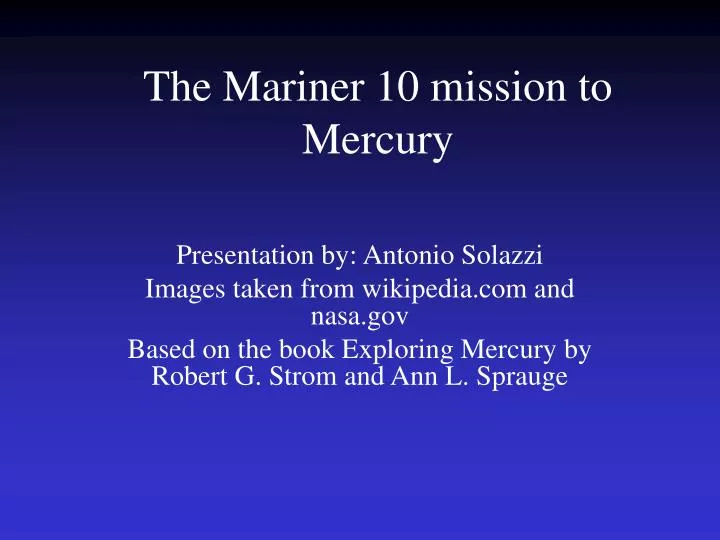the mariner 10 mission to mercury