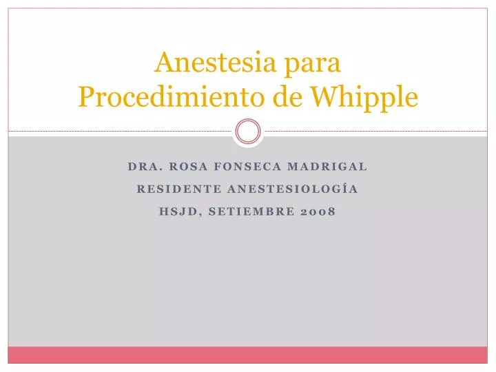 anestesia para procedimiento de whipple