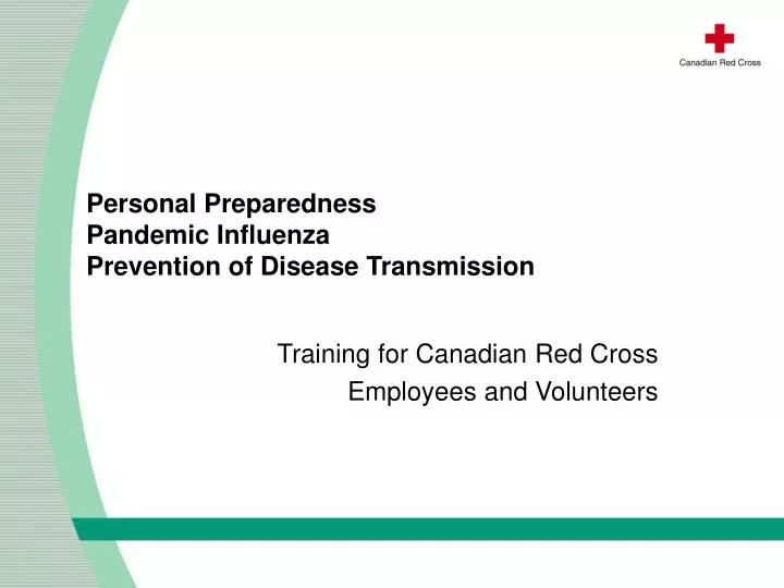 personal preparedness pandemic influenza prevention of disease transmission