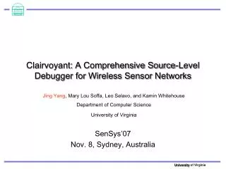 Clairvoyant: A Comprehensive Source-Level Debugger for Wireless Sensor Networks