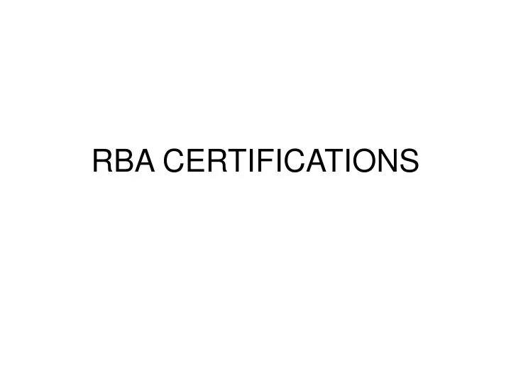rba certifications