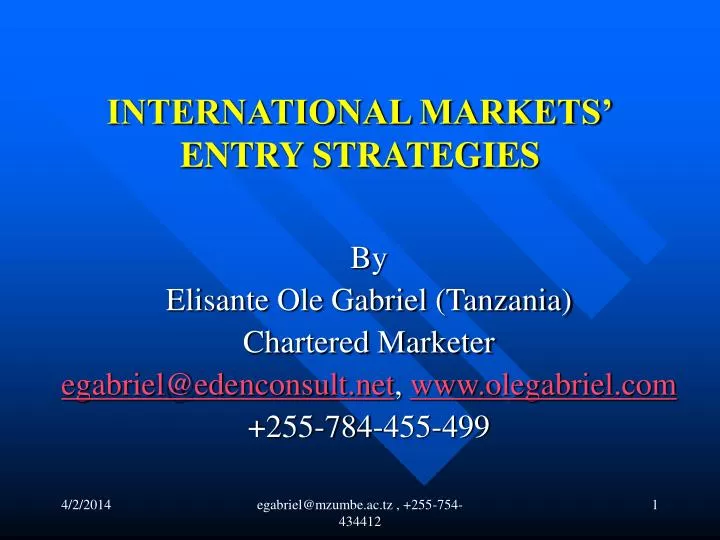 international markets entry strategies