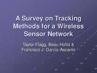 A Survey on Tracking Methods for a Wireless Sensor Network