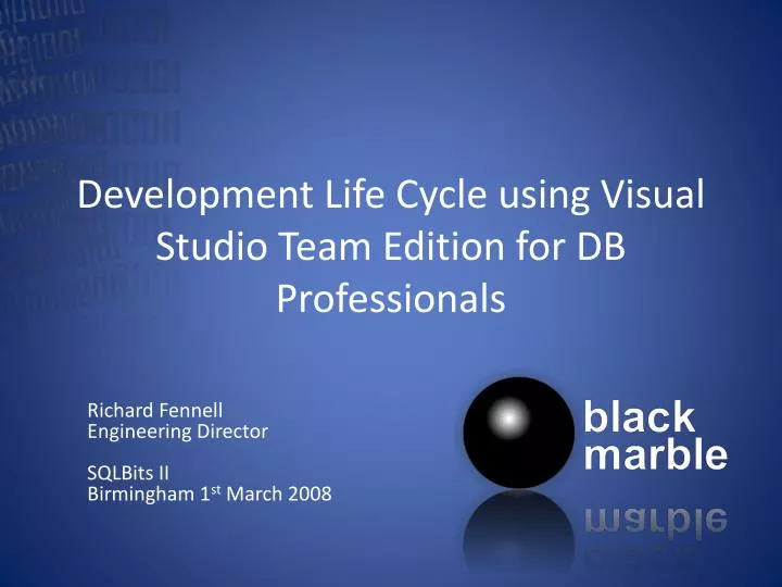development life cycle using visual studio team edition for db professionals