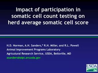 Impact of participation in somatic cell count testing on herd average somatic cell score