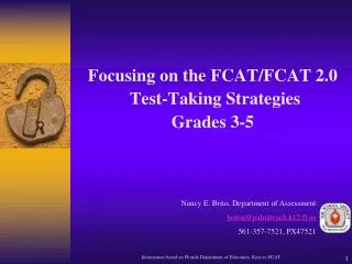 Focusing on the FCAT/FCAT 2.0 Test-Taking Strategies Grades 3-5