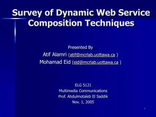 Survey of Dynamic Web Service Composition Techniques