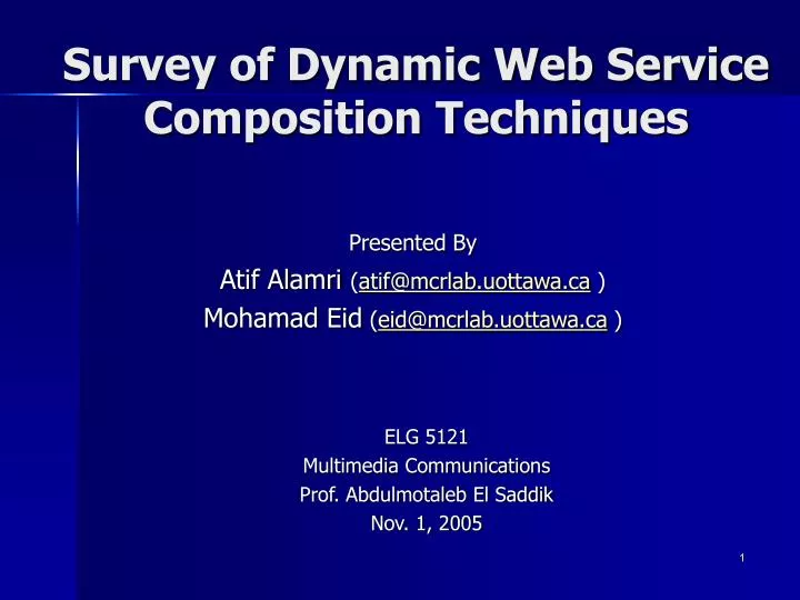 survey of dynamic web service composition techniques