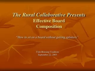 The Rural Collaborative Presents Effective Board Composition
