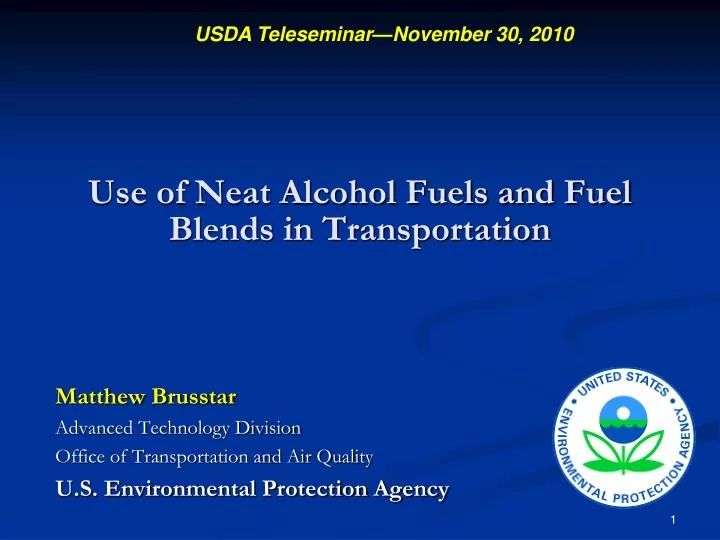 use of neat alcohol fuels and fuel blends in transportation