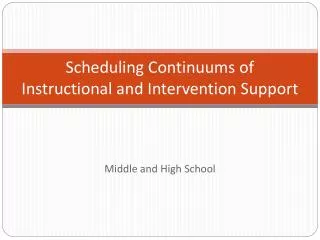 Scheduling Continuums of Instructional and Intervention Support