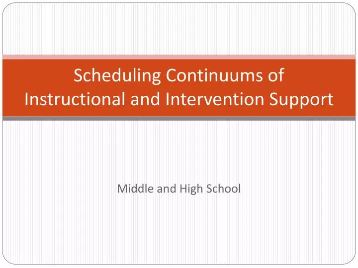 scheduling continuums of instructional and intervention support