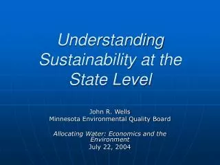 Understanding Sustainability at the State Level