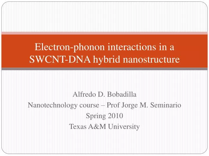 electron phonon interactions in a swcnt dna hybrid nanostructure