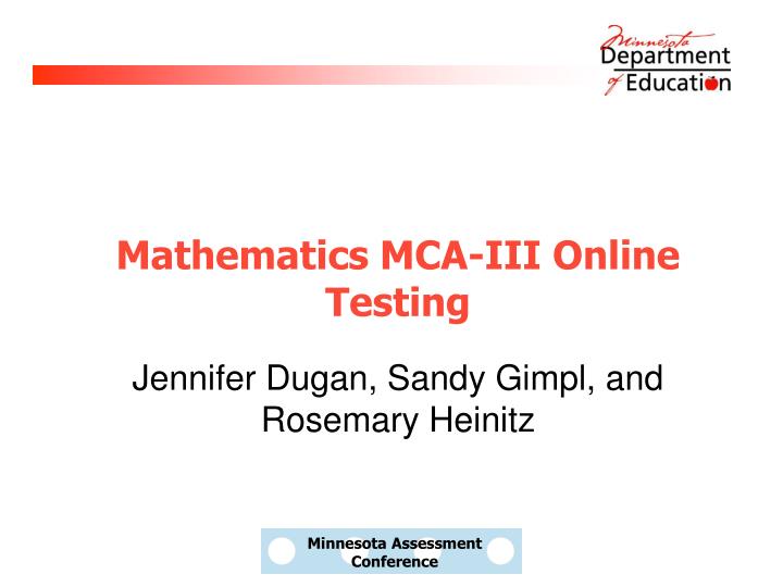 mathematics mca iii online testing