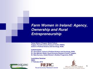 Farm Women in Ireland: Agency, Ownership and Rural Entrepreneurship