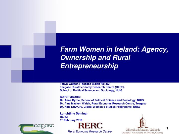 farm women in ireland agency ownership and rural entrepreneurship