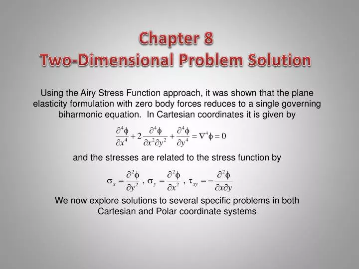 chapter 8 two dimensional problem solution