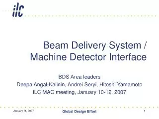 Beam Delivery System / Machine Detector Interface