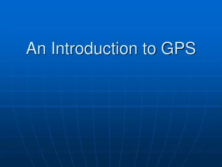 an introduction to gps