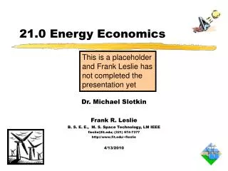 21.0 Energy Economics