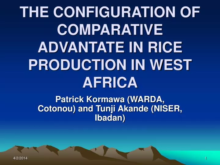 the configuration of comparative advantate in rice production in west africa