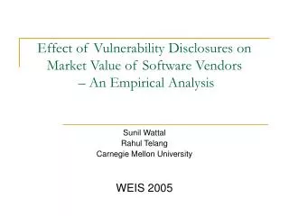 Effect of Vulnerability Disclosures on Market Value of Software Vendors – An Empirical Analysis