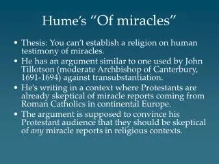 Hume’s “Of miracles”