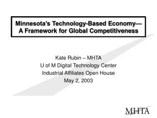 Minnesota’s Technology-Based Economy— A Framework for Global Competitiveness