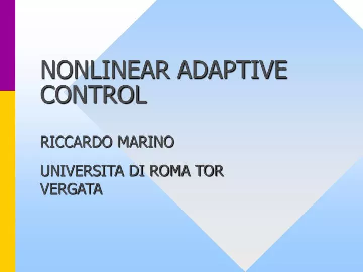 nonlinear adaptive control