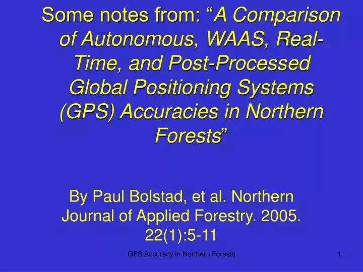 by paul bolstad et al northern journal of applied forestry 2005 22 1 5 11