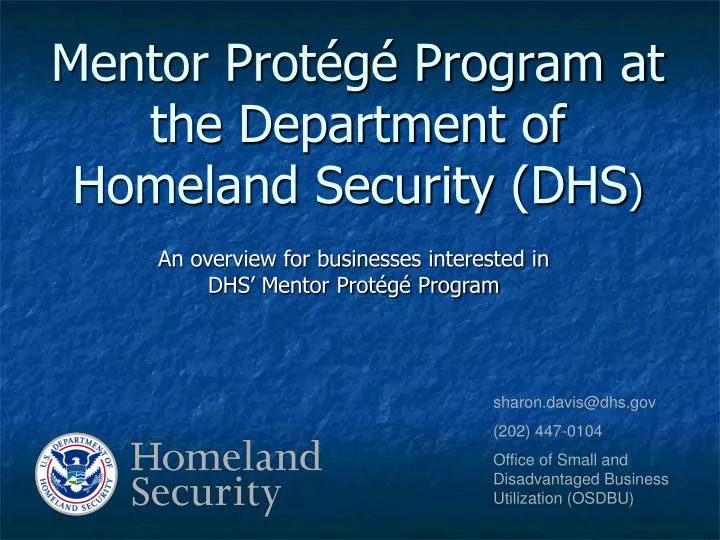 mentor prot g program at the department of homeland security dhs