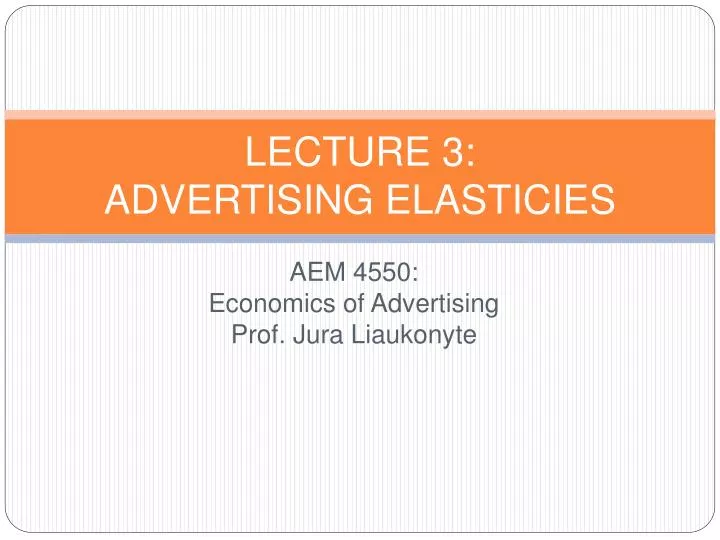 lecture 3 advertising elasticies