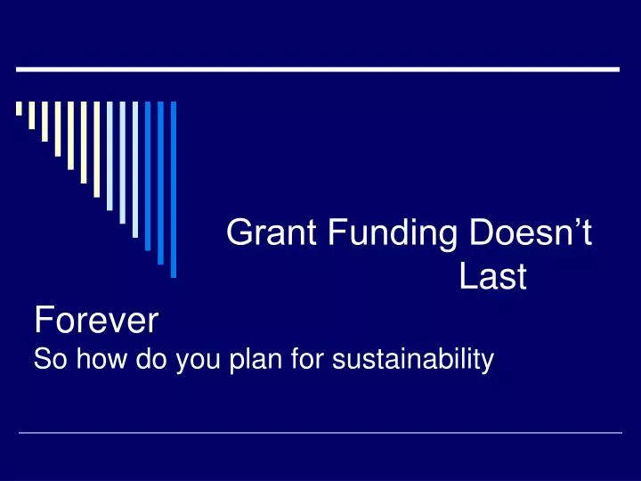 grant funding doesn t last forever so how do you plan for sustainability