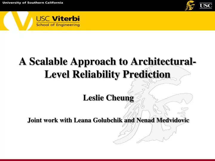 a scalable approach to architectural level reliability prediction