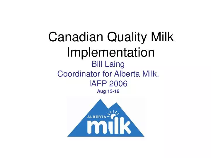 canadian quality milk implementation