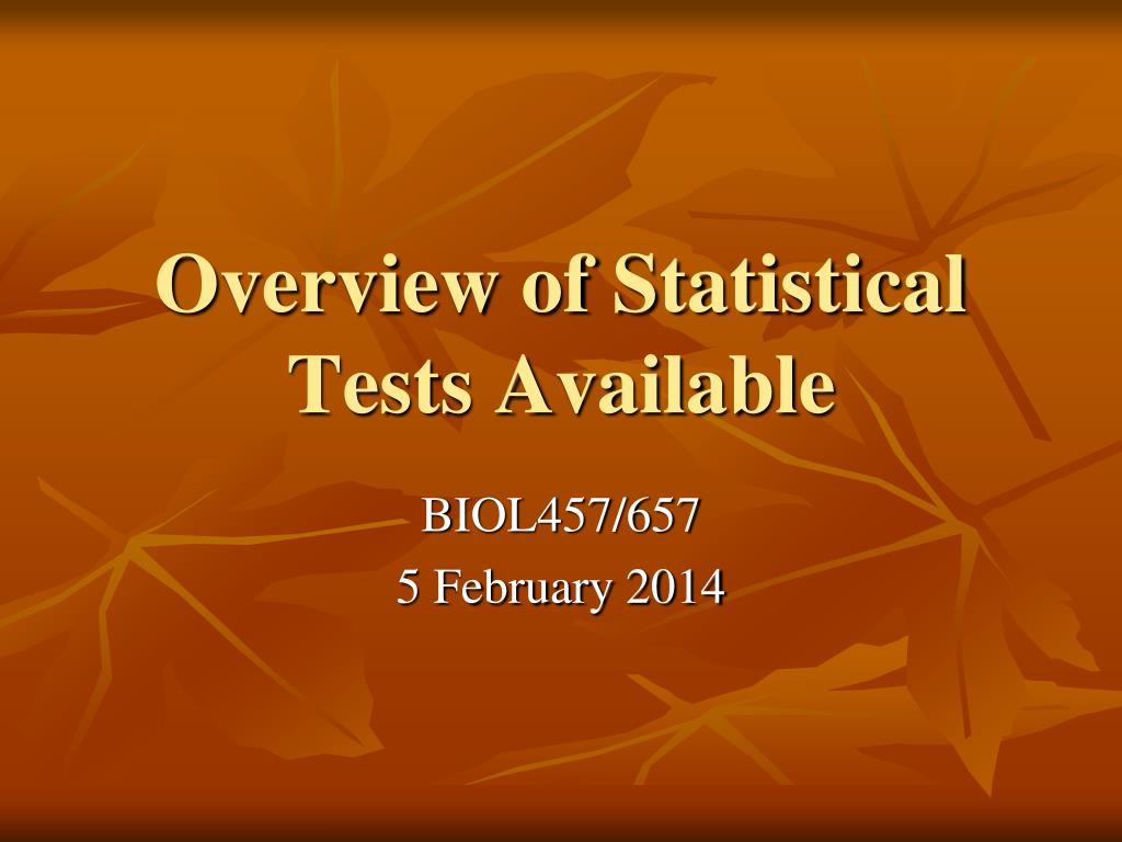 PPT - Overview of Statistical Tests Available PowerPoint Presentation ...