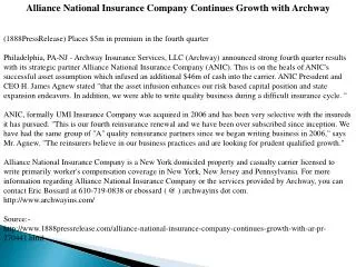 Alliance National Insurance Company Continues Growth with Ar