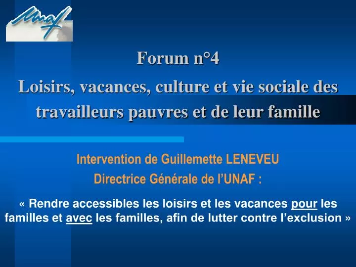 forum n 4 loisirs vacances culture et vie sociale des travailleurs pauvres et de leur famille