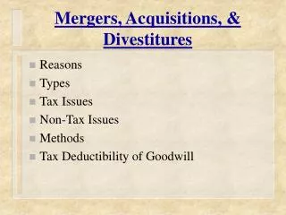 Mergers, Acquisitions, &amp; Divestitures