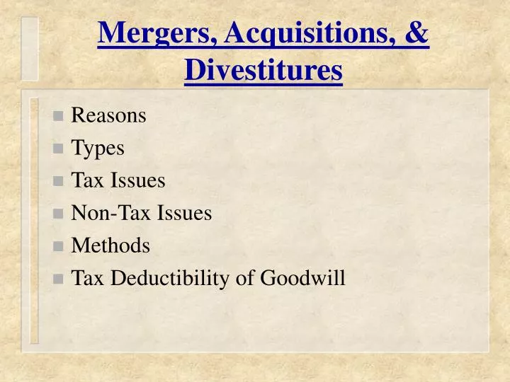 mergers acquisitions divestitures