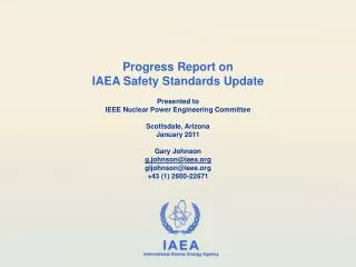 Progress Report on IAEA Safety Standards Update
