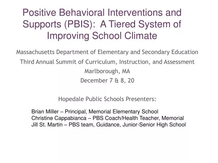positive behavioral interventions and supports pbis a tiered system of improving school climate